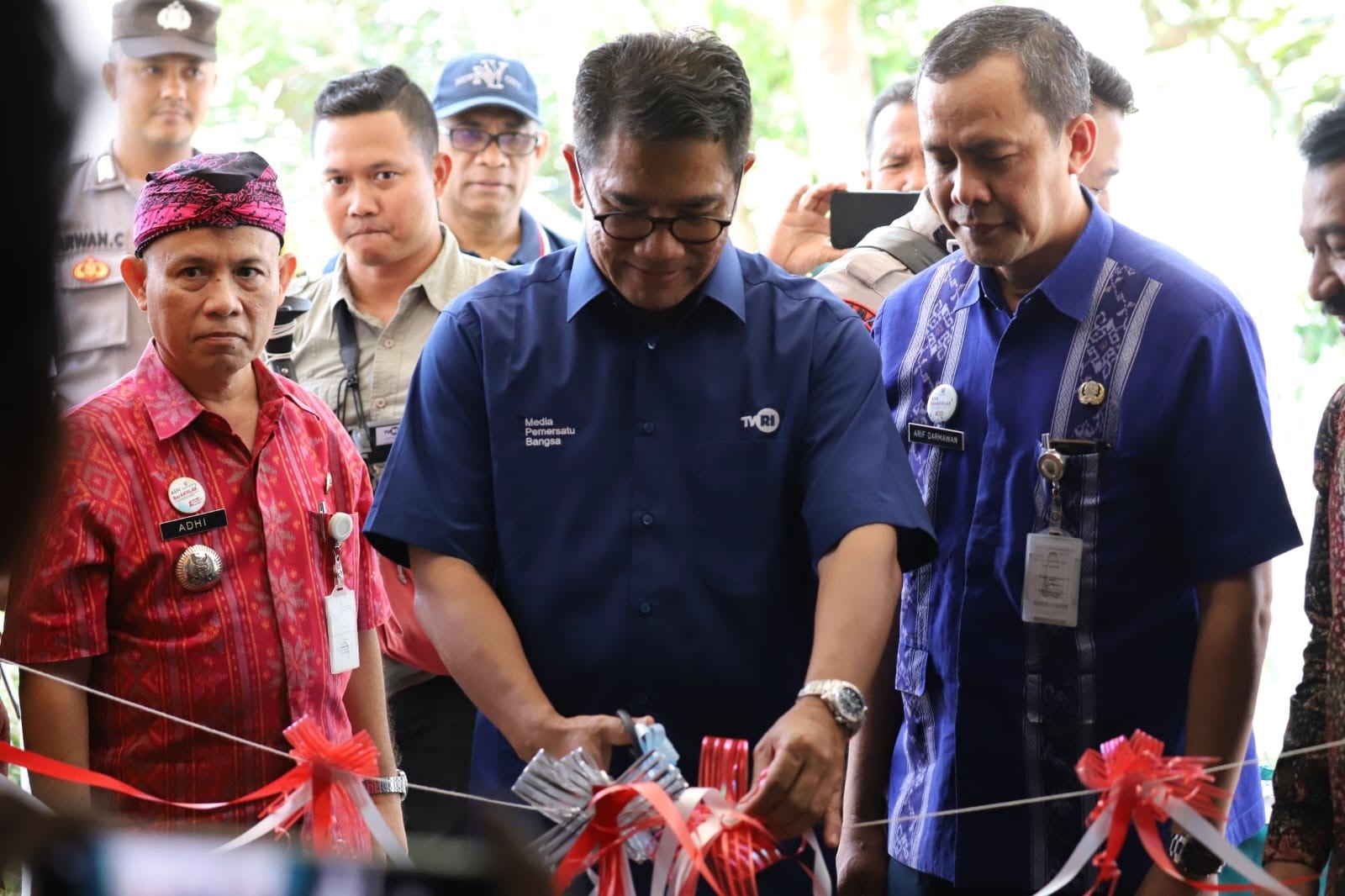 Direktur Utama LPP TVRI Iman Brotoseno saat peresmian stasiun pemancar digital di Kabupaten Jepara, Jawa Tengah.