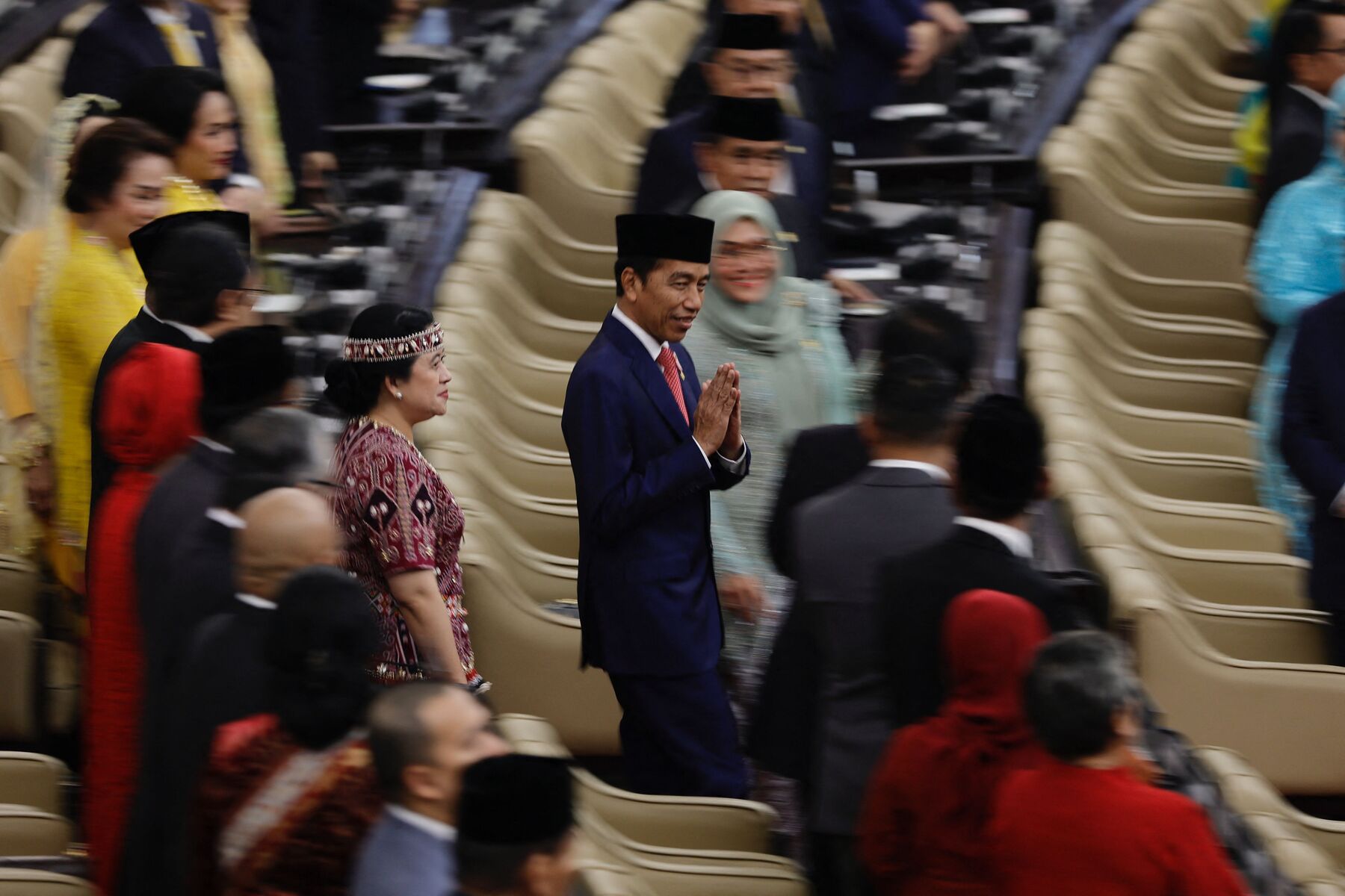 Presiden Joko Widodo saat menghadiri Pidato RAPBN 2024 beserta Nota Keuangannya di Gedung DPR.