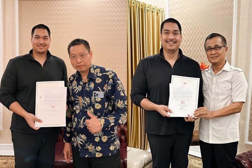 Pertemuan Menpora Dito Ariotedjo dengan Ketum PP PTMSI Oegroseno (foto kanan) dan Ketum PB PTMSI Peter Layardi Lay (foto kiri).
