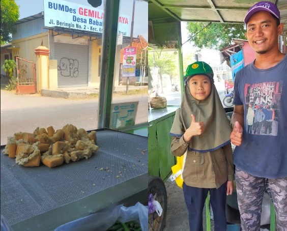 Repcil Asiyah Aulia bersama dengan Muhammad Basir (38 tahun), pemilik tahu aci BSR Jaya di Desa Babakan, Tegal.