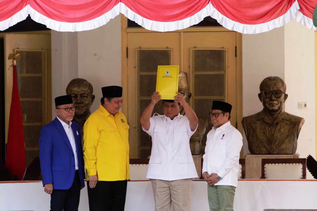 Kiri-kanan: Ketum PKB Muhaimin Iskandar, Ketum Gerindra Prabowo Subianto, Ketum Golkar Airlangga Hartarto, Ketum PAN Zulkifli Hasan