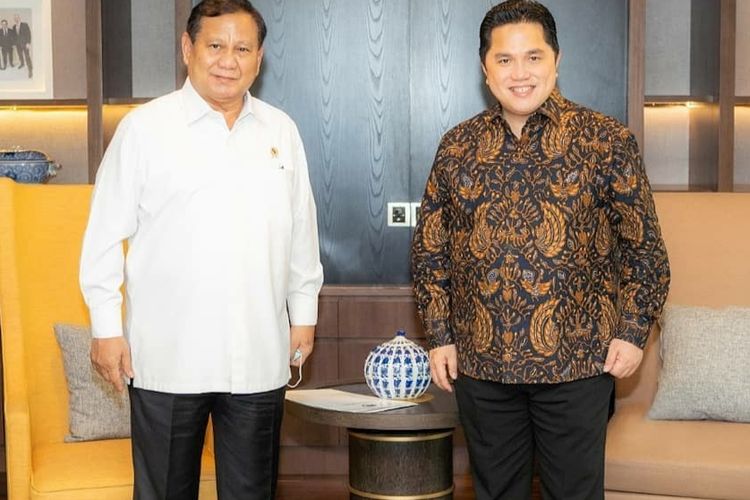Menhan Prabowo Subianto dan Menteri BUMN Erick Thohir
