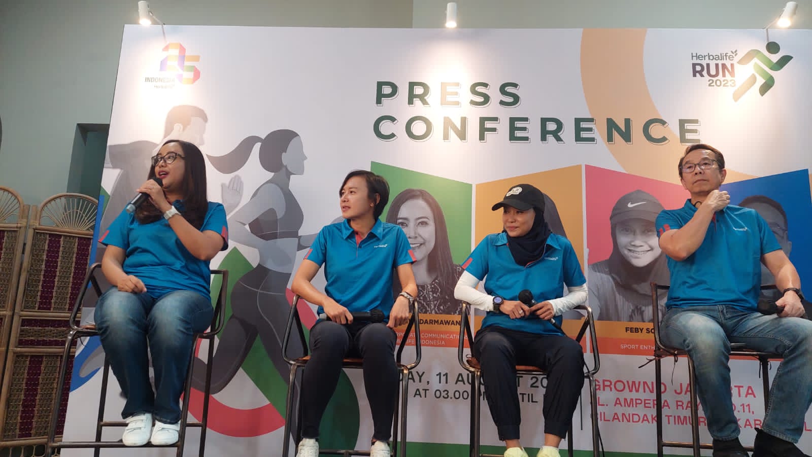 Konferensi pers Herbalife Run 2023 di Resto Grownd Jakarta, pada Jumat (11/8).
