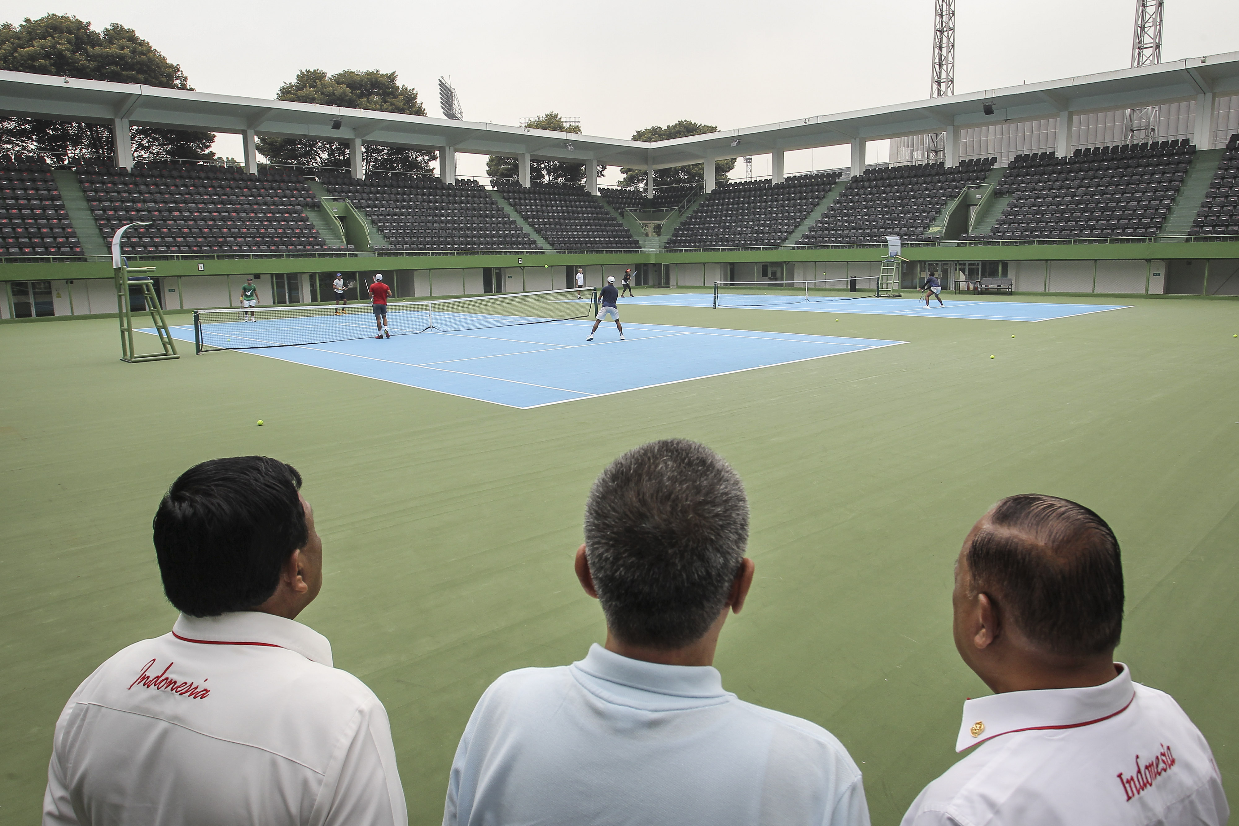 Pemusatan Latihan Nasional (Pelatnas) di Stadion Tenis GBK, Senayan, Jakarta, Rabu (13/4/2022).