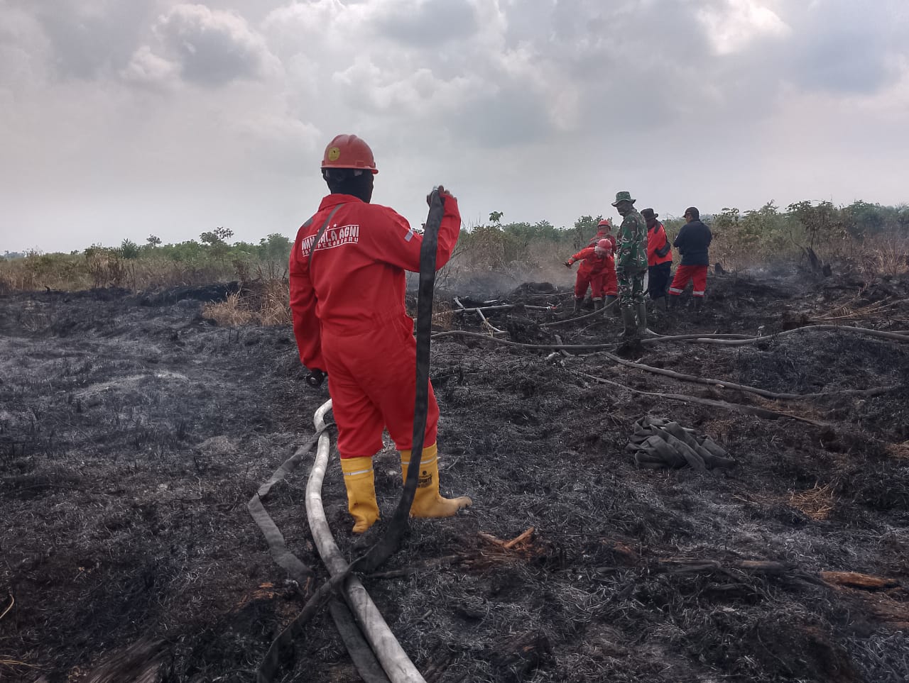 Lahan Polda Riau di Karya Indah Dilanda Karhutla