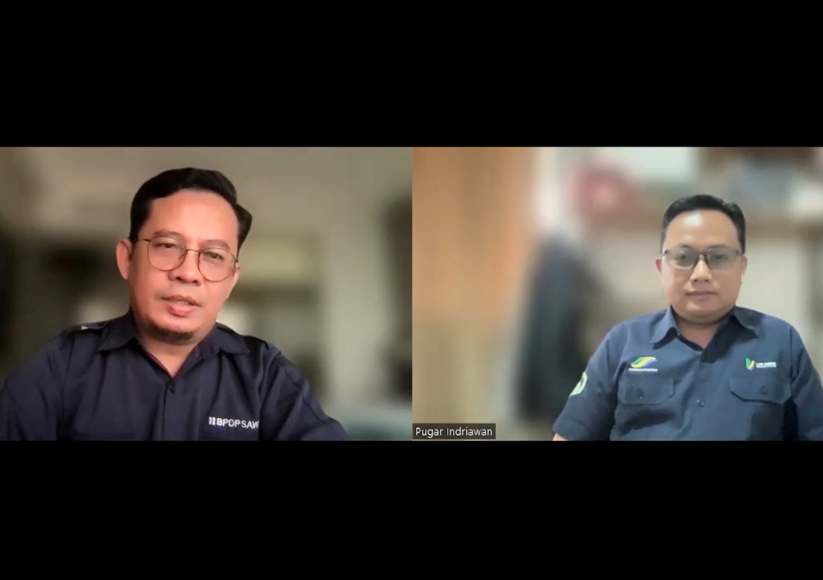 Arfie Thahar (kiri) dan Pugar Indriawan (kanan) saat teleconference mengenai program pengembangan SDM perkebunan kelapa sawit, Rabu (30/8).