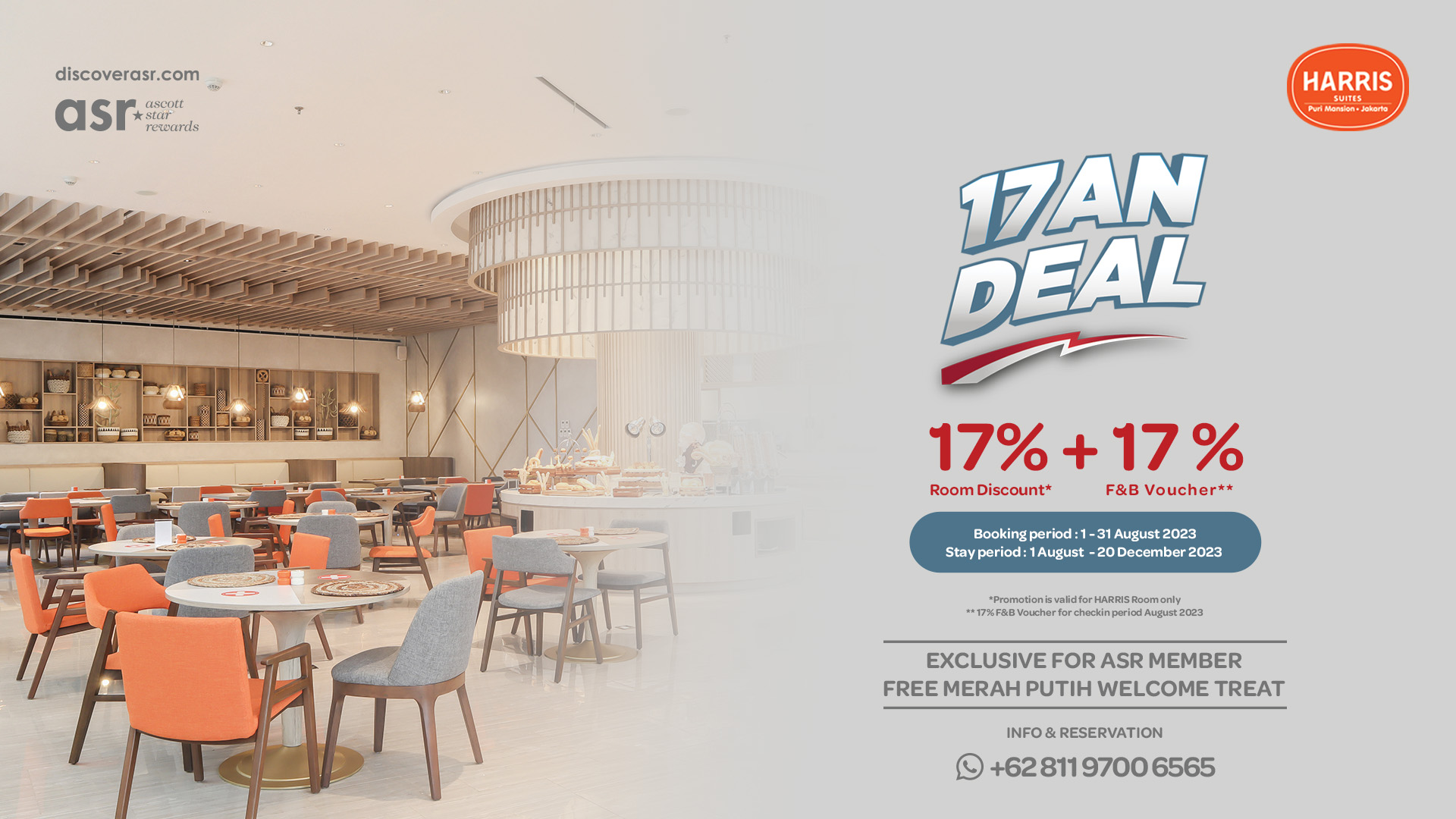 Hotel HARRIS Suites Puri Mansion menawarkan berbagai promo dengan potongan harga 17%.