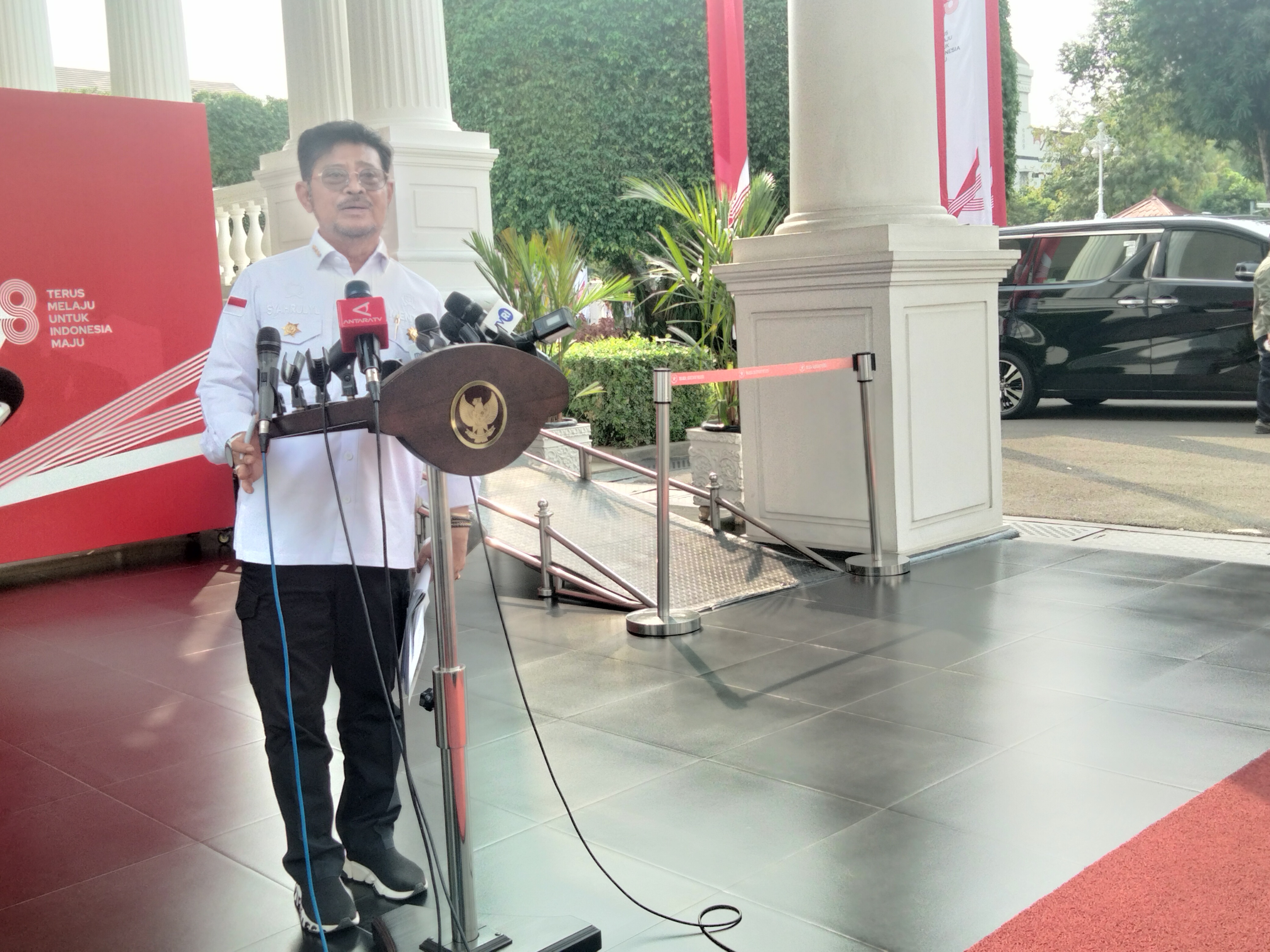 Mentan Syahrul Yasin Limpo di Kompleks Istana Kepresidenan, Jakarta, Rabu (2/8).