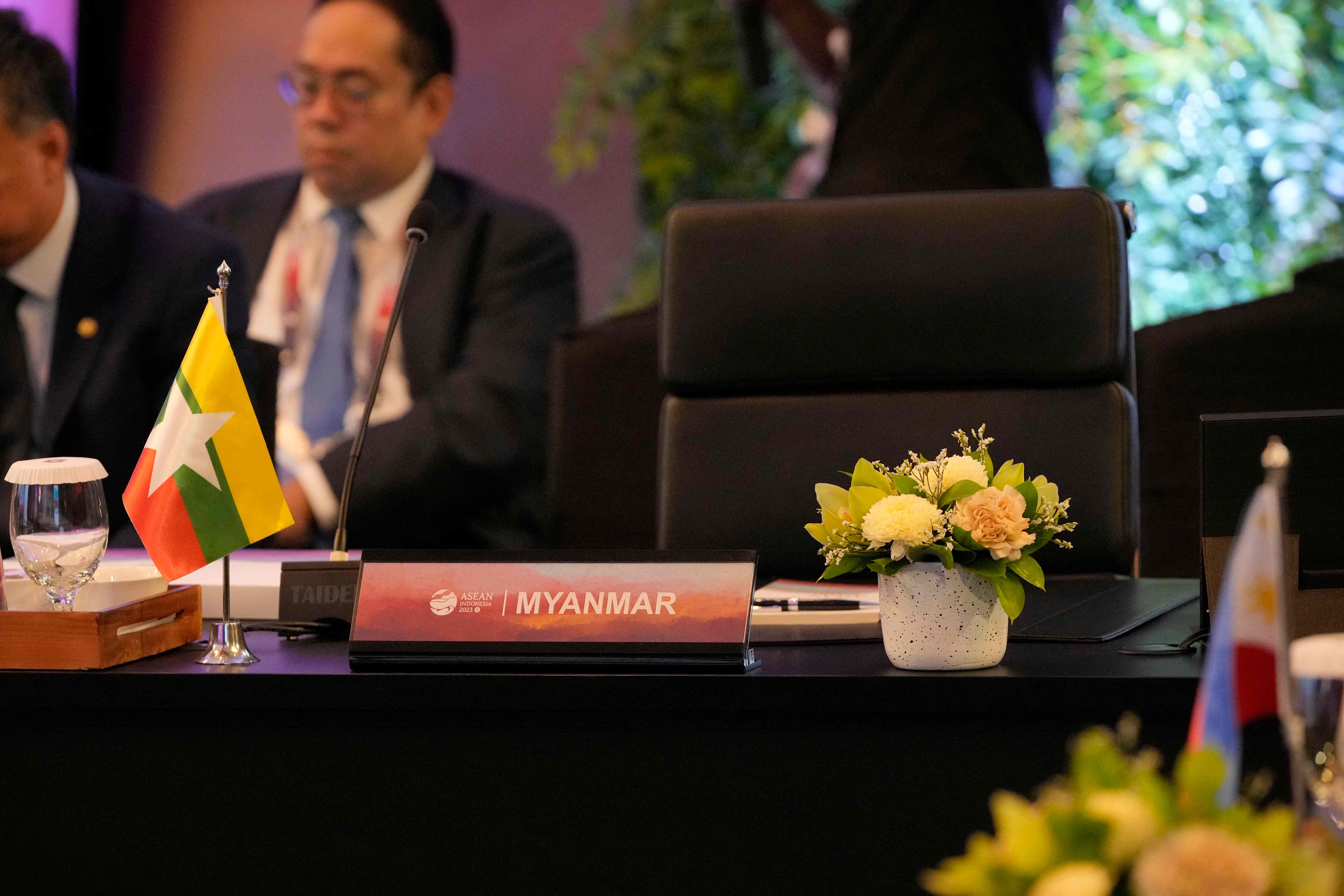 Kursi kosong delegasi Myanmar saat pertemuan Menlu ASEAN di Jakarta, Juli 2023.