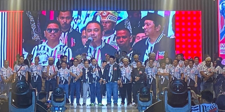 Ketum DPP KNPI Haris Pertama saat deklarasi dukungan terhadap Ganjar Pranowo