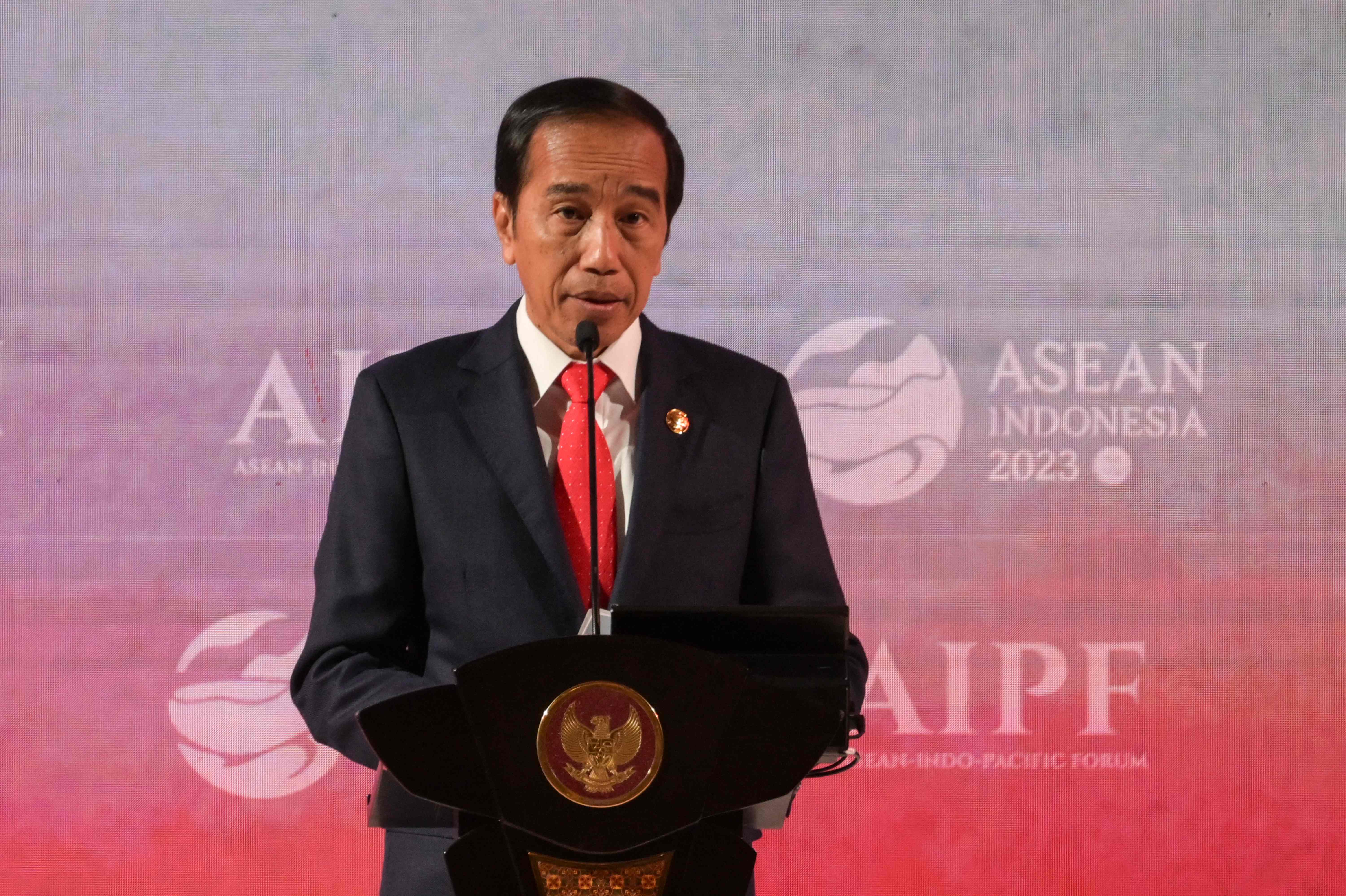 Presiden Joko Widodo saat membuka ASEAN-Indo-Pacific Forum (AIPF) di Jakarta, Selasa (5/9).