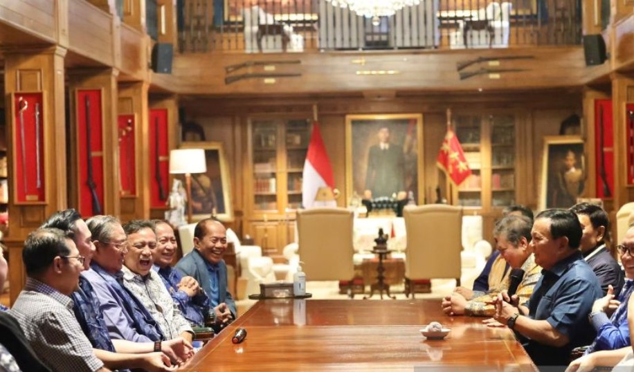 Pertemuan antara pimpinan Partai Demokrat dengan Partai Gerindra di Hambalang, Jawa Barat, Minggu (17/9).