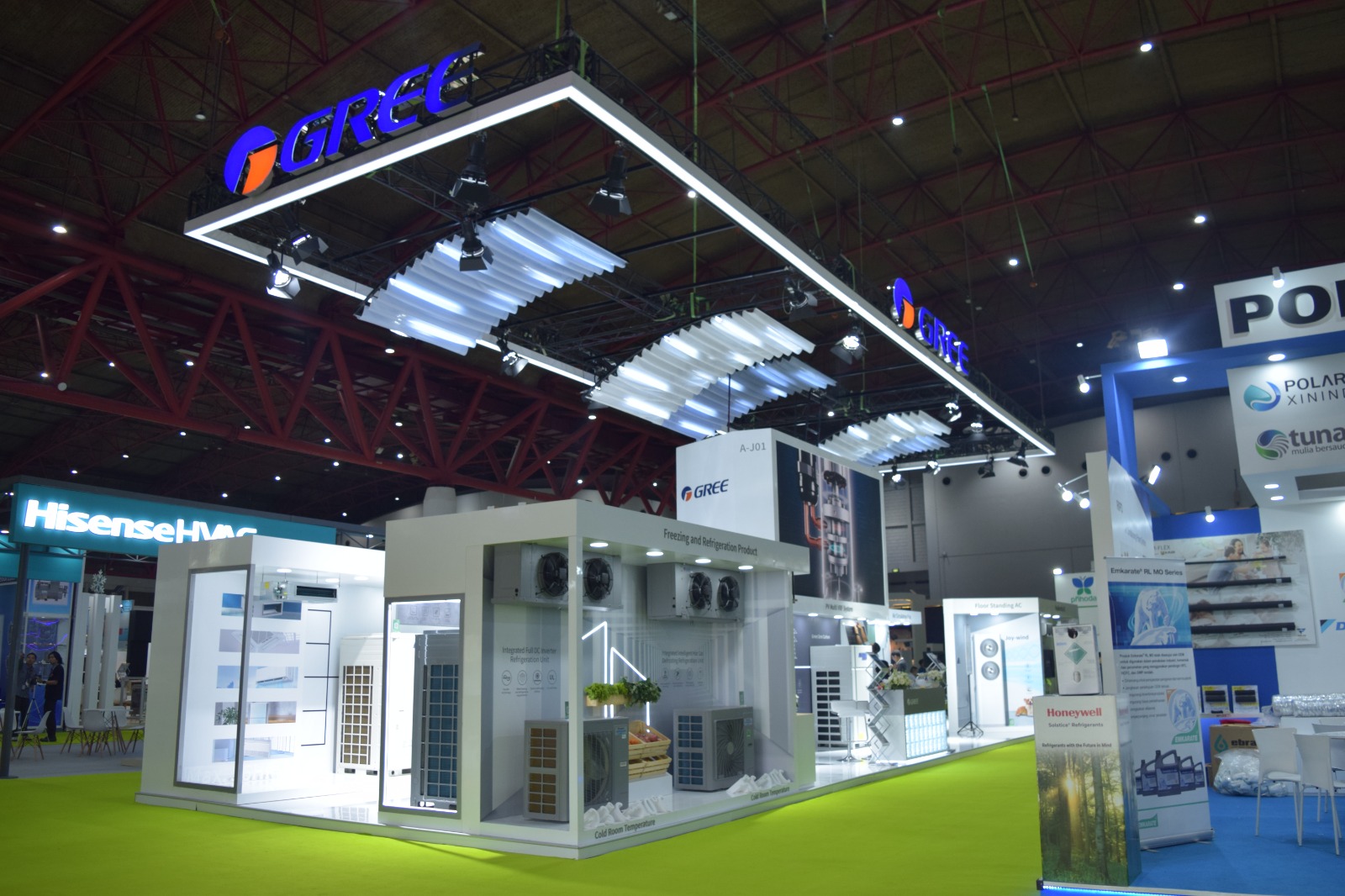 Booth Gree Indonesia pada event Refrigeration and HVAC 2023 di JIEXpo Kemayoran Jakarta.
