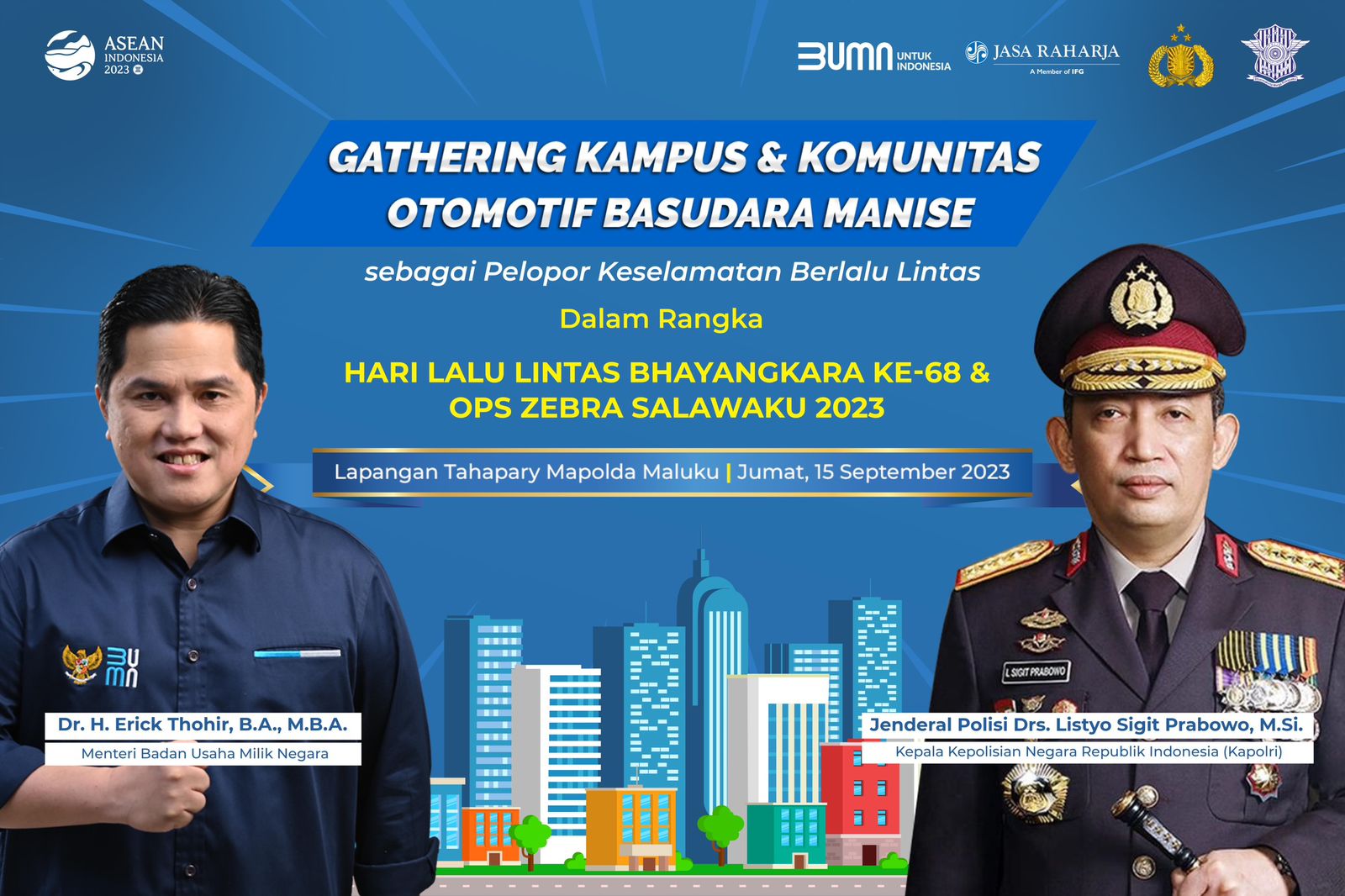 Menteri BUMN Erick Thohir mendukung kegiatan Polri dalam mengampanyekan keselamatan berkendara.