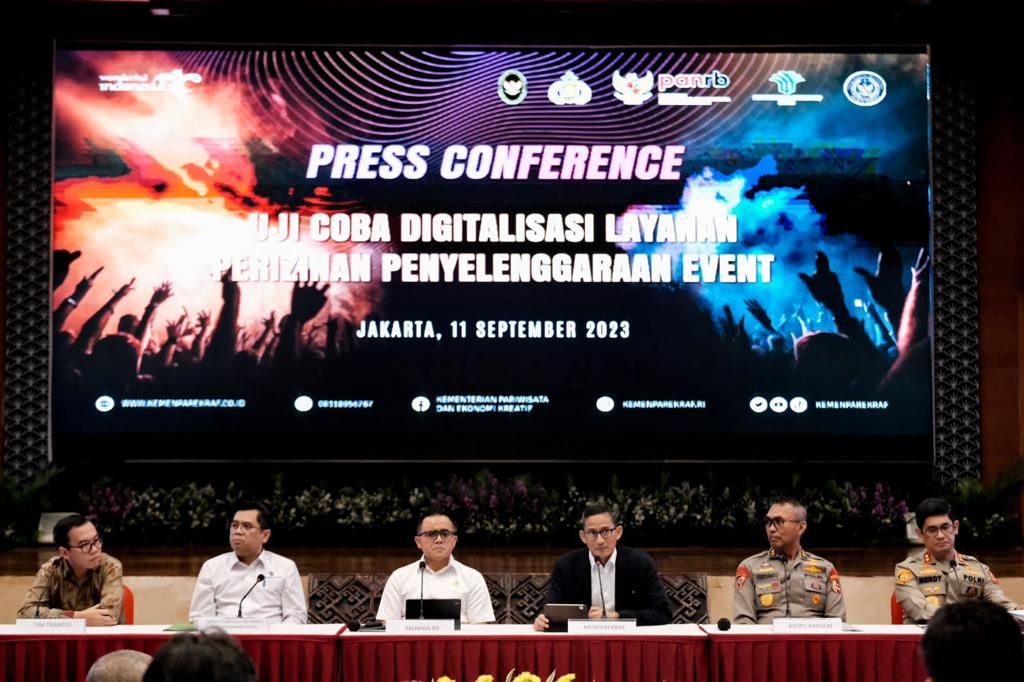 Konferensi pers Uji Coba Digitalisasi Layanan Perizinan Penyelenggaraan Event.