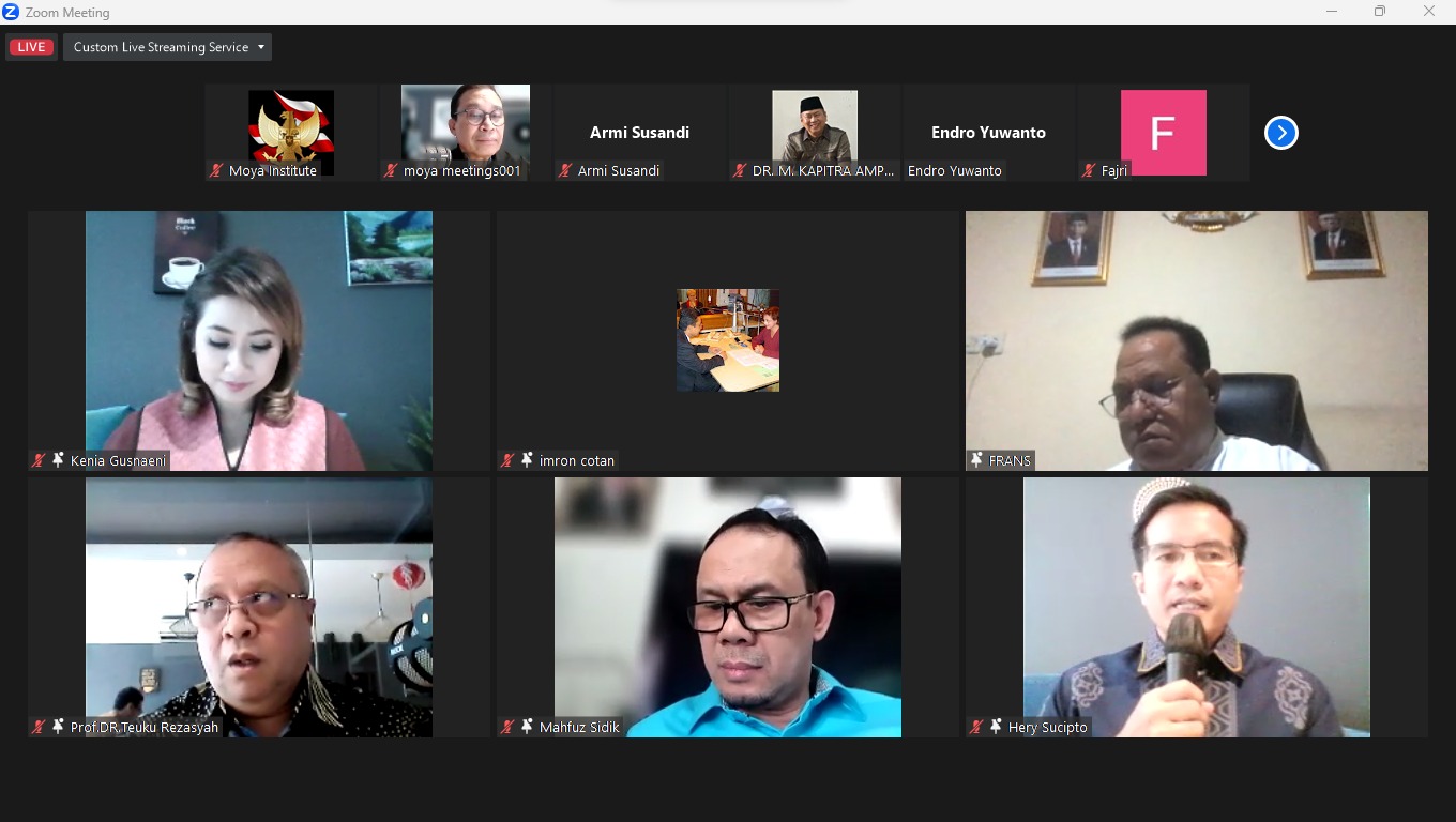 Webinar yang membahas isu Papua digelar Moya Institute, Jumat (22/9).
