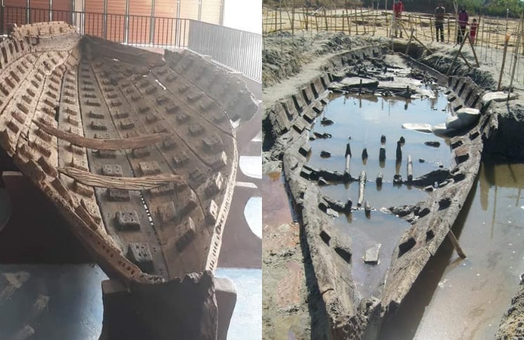 Perahu Kuno ditemukan di Desa Wisata Punjulharjo, Kecamatan Rembang, Kabupaten Rembang, Jawa Tengah.