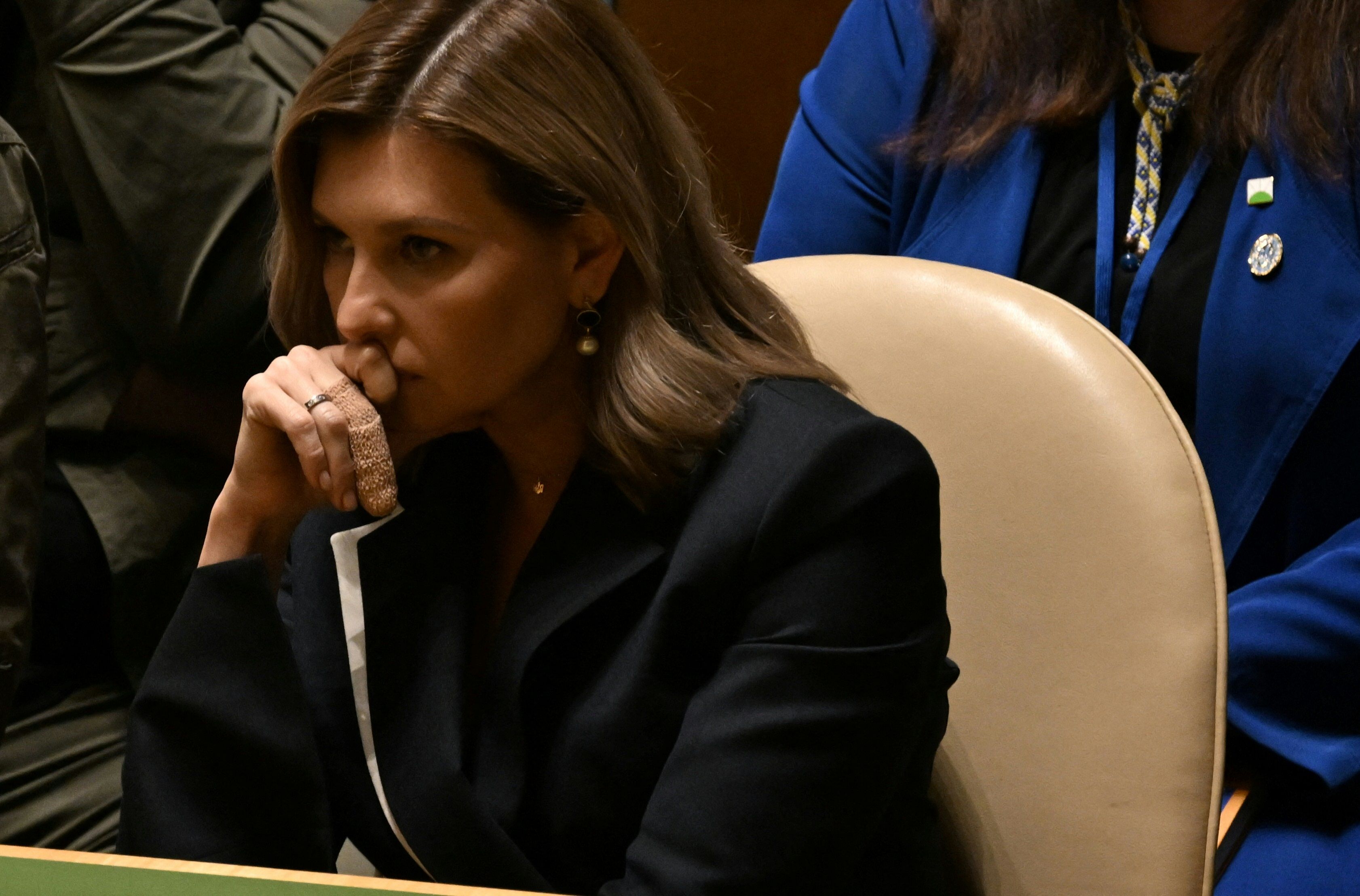 Olena Zelenska di Sidang Majelis Umum Perserikatan Bangsa-Bangsa (PBB), New York, AS, pada 19 September 2023.