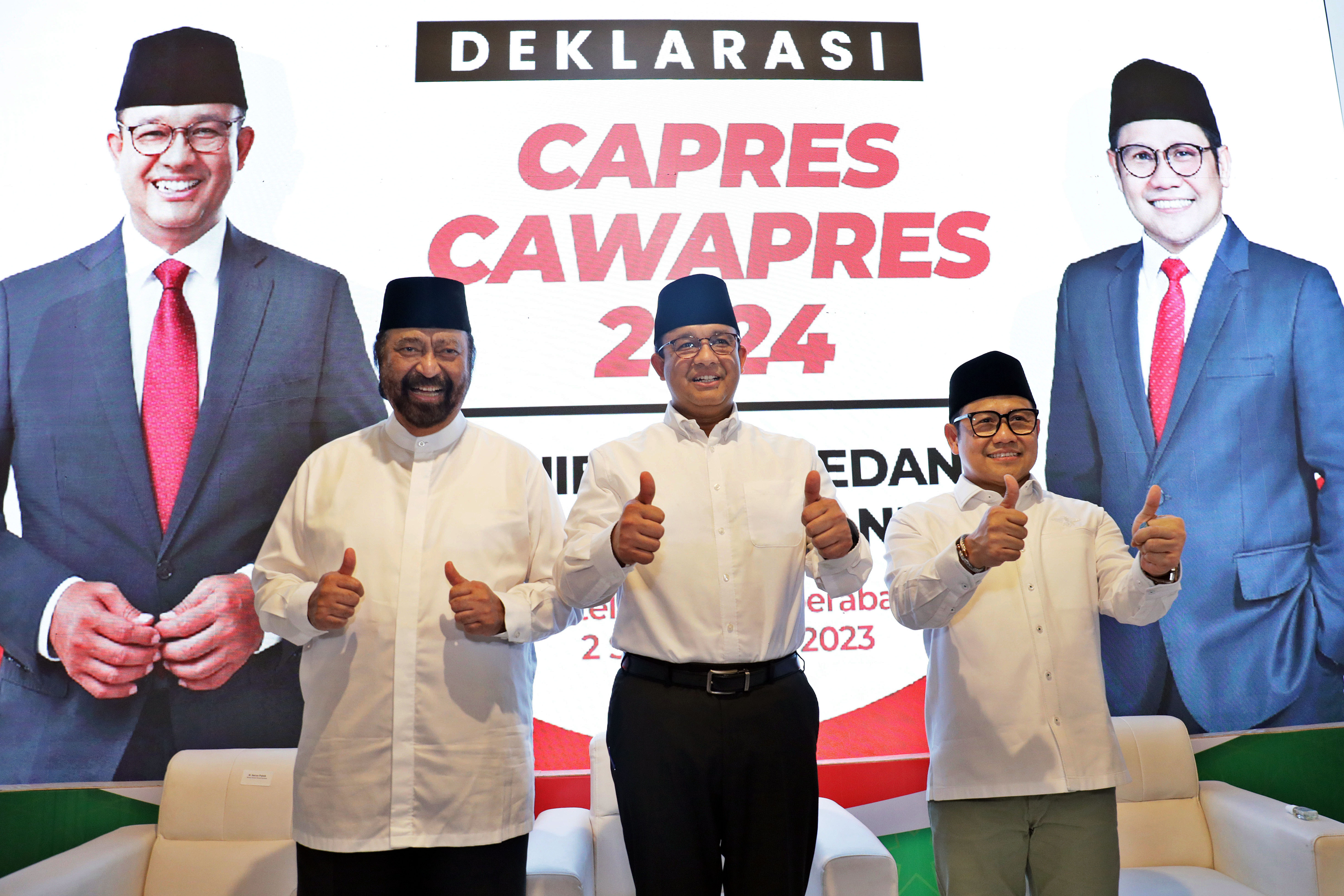 Ketua Umum Partai NasDem Surya Paloh Anies Baswedan dan Cak Imin