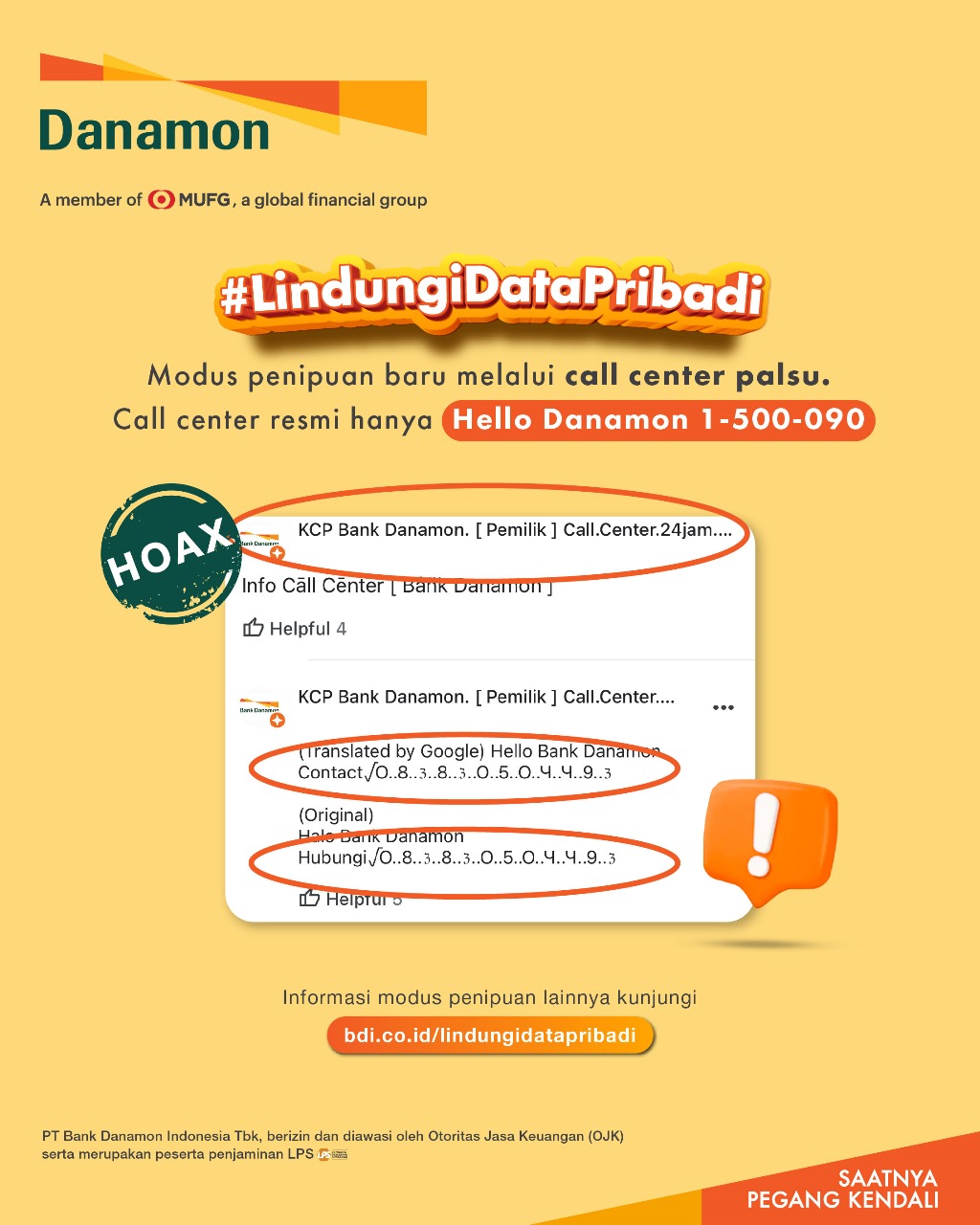 Contoh call center palsu Bank Danamon