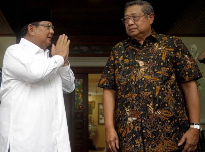 Bakal calon presiden (capres) Prabowo Subianto dan Ketua Majelis Tinggi Partai Demokrat Susilo Bambang Yudhoyono (SBY)