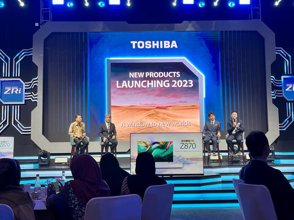 Acara peluncuran tiga seri televisi Toshiba terbaru di Jakarta, Kamis (21/9).