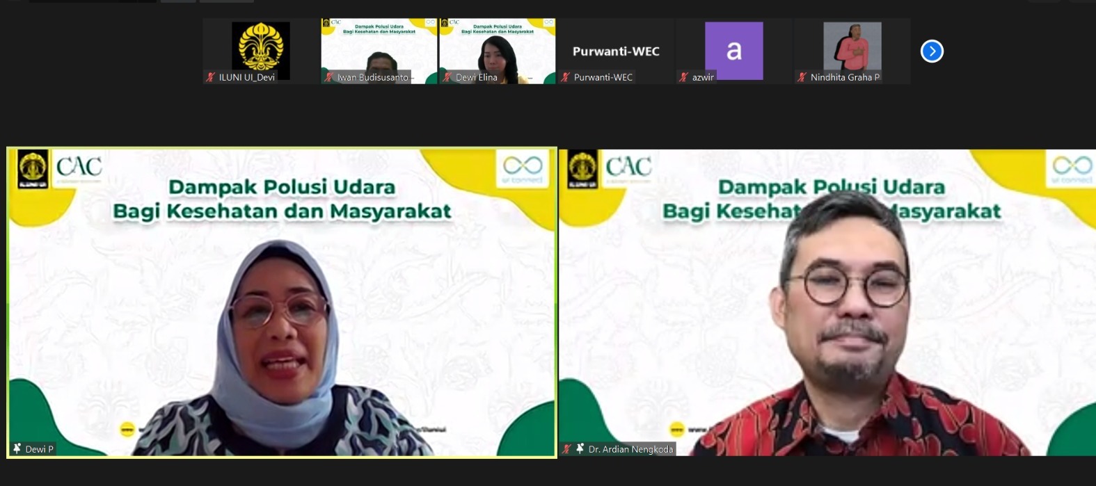 dr Dewi Puspitorini (kiri) dan Dr. Ardian Nengkoda (Policy Center ILUNI UI)