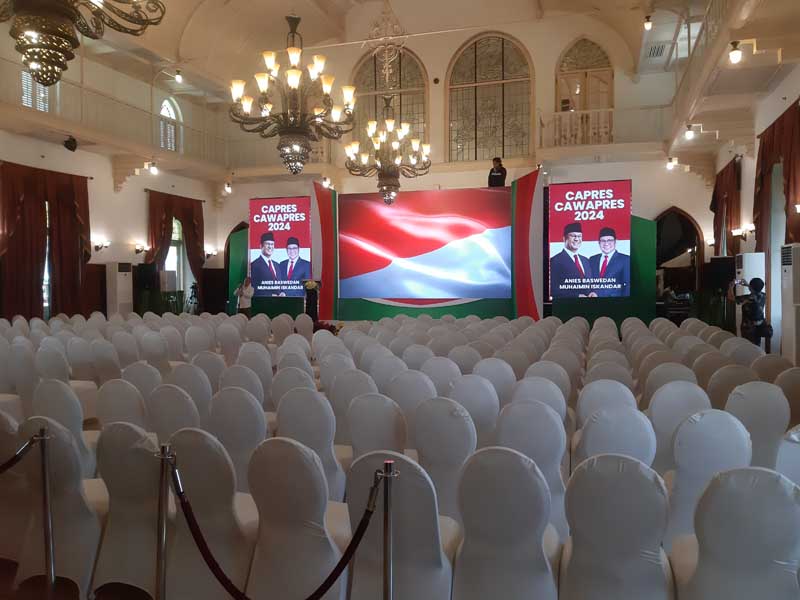 Deklarasi Anies - Muhaimin mulai tampak di Hotel Majapahit, Jawa Timur.