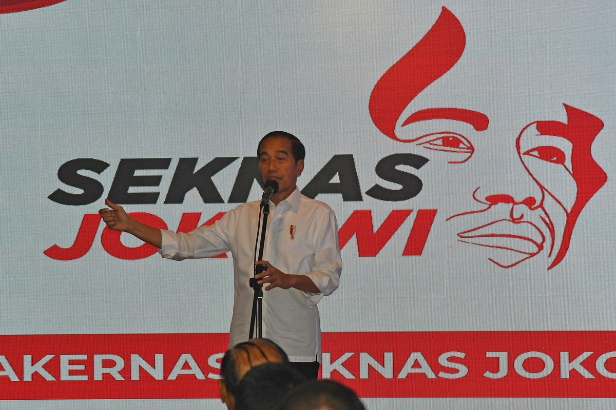 Presiden Jokowi di Rakernas Sekretariat Nasional (Seknas) Jokowi di Kota Bogor.