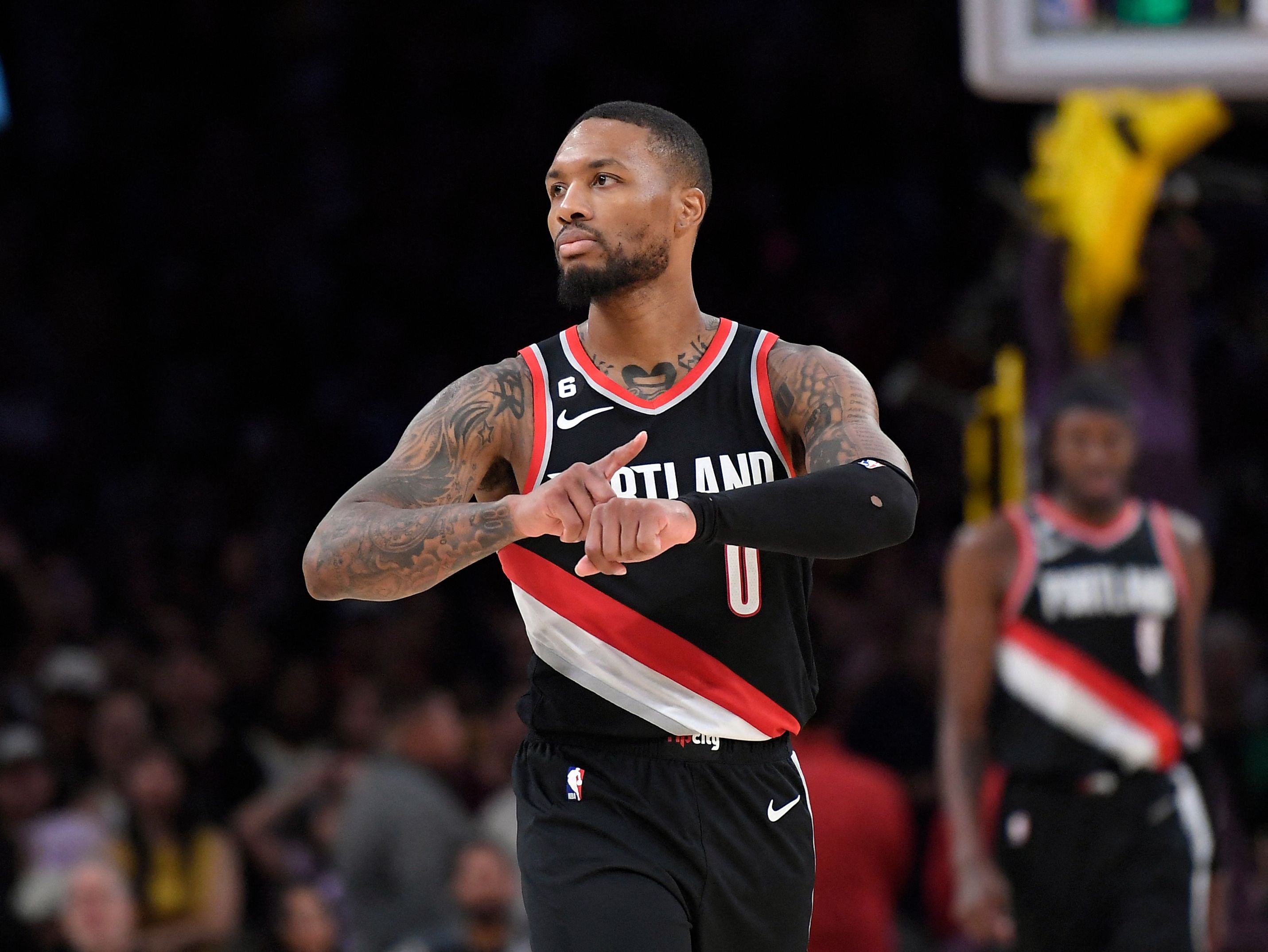Damian Lillard kala berseragam Portland Trail Blazers.