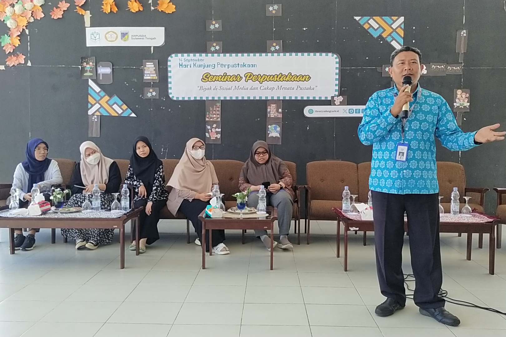 Sseminar dan pelatihan perpustakaan dengan tema Bijak di media sosial dan cakap menata pustaka, Kamis (14/9) di Sigi, Sulawesi Tengah.