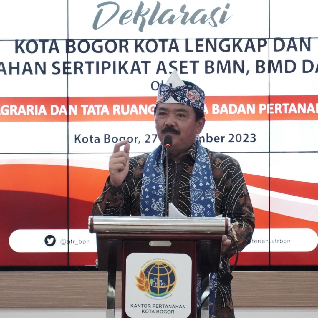 Menteri ATR/Kepala BPN Hadi Tjahjanto saat mendeklarasikan Kota Bogor sebagai Kota Lengkap