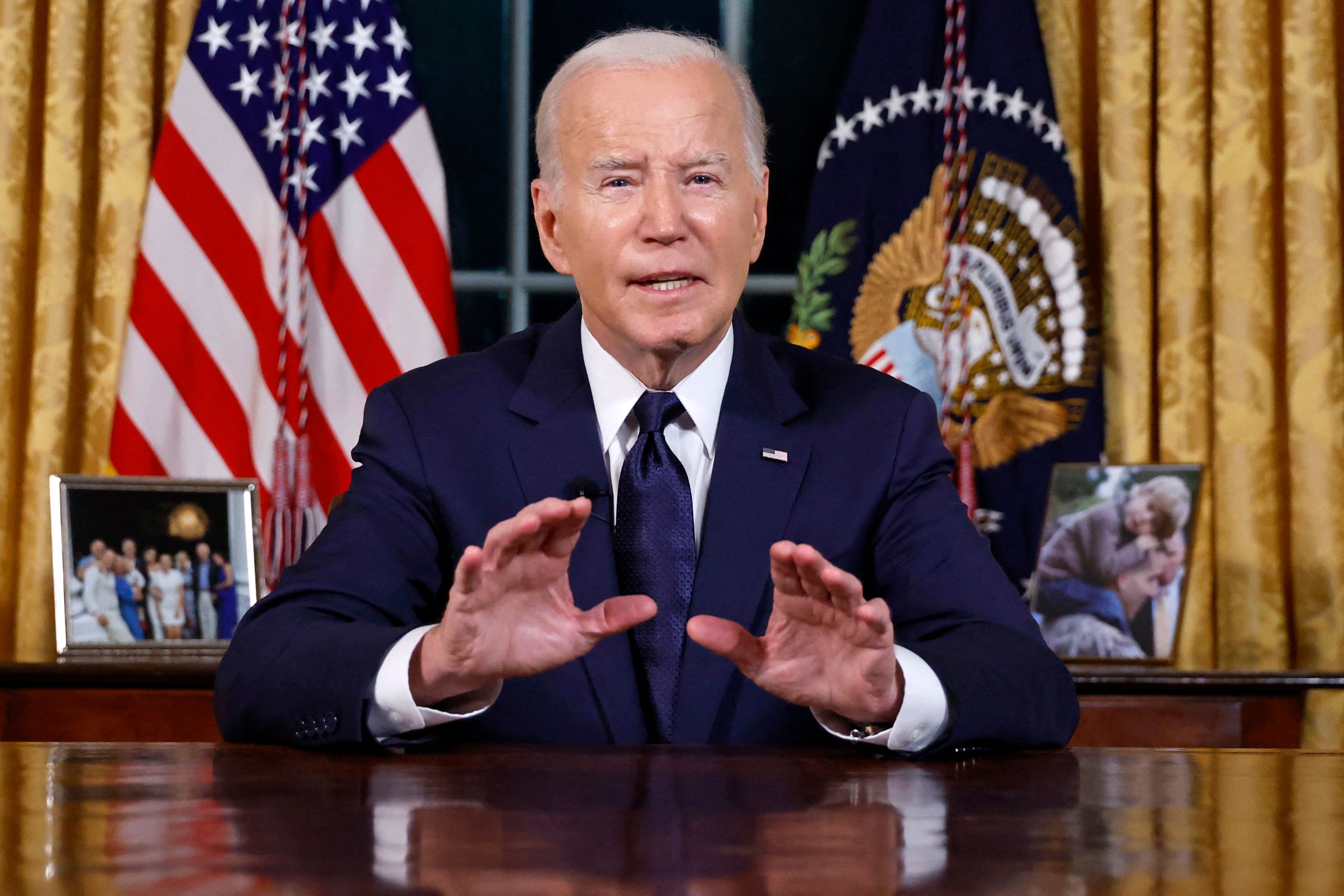 Presiden AS, Joe Biden dalam pidatonya di Gedung Putih, Washington DC, Kamis (19/10).