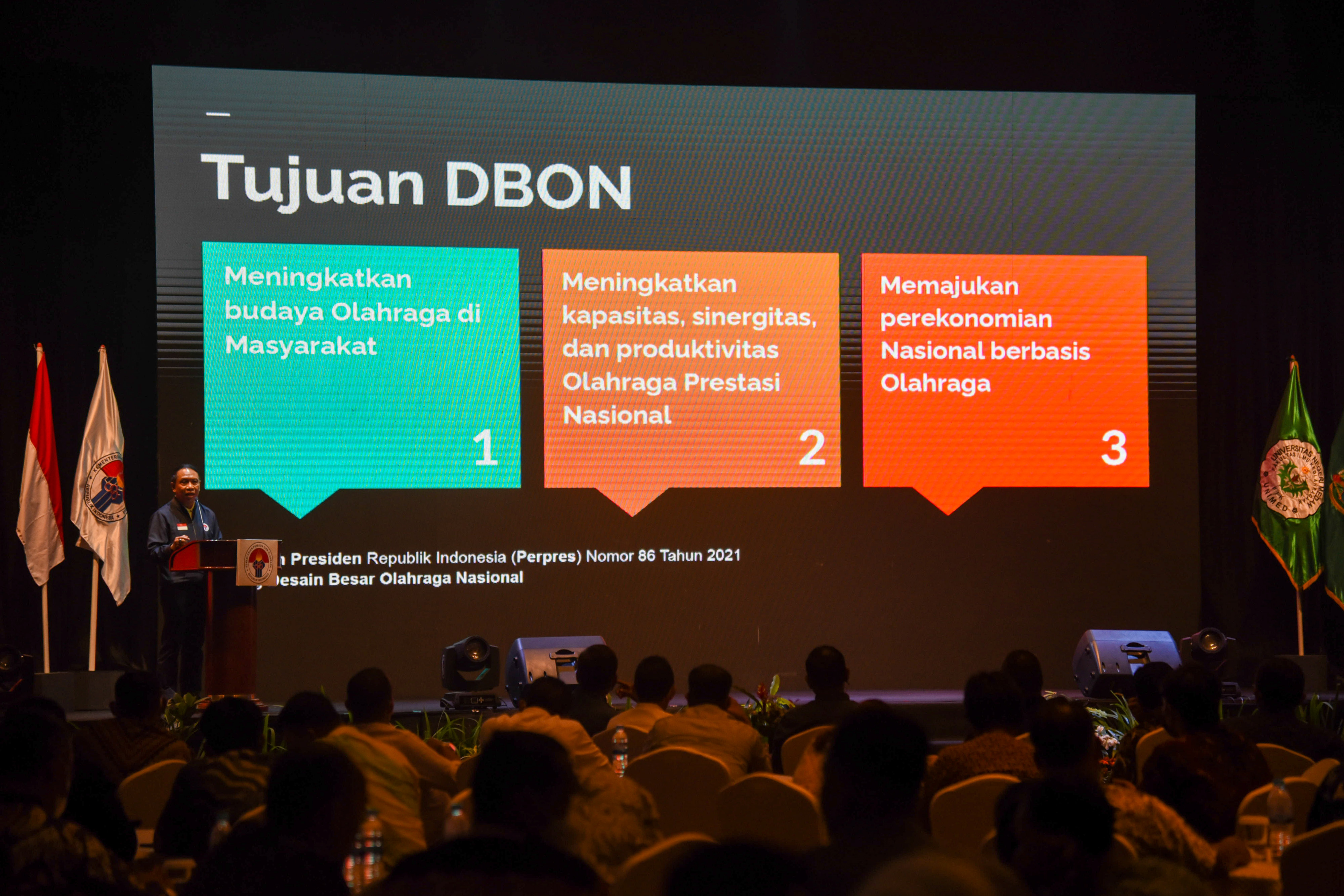 Pemaparan Desain Besar Olahraga Nasional (DBON) di Medan, Sumatera Utara, Sabtu (4/12/2021).