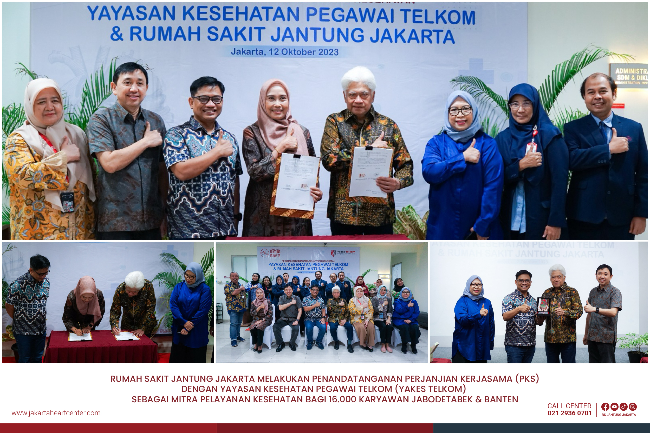 Panandatanganan PKS antara RS Jantung Jakarta dan Yankes Telkom di Jakarta,  Kamis (12/10).