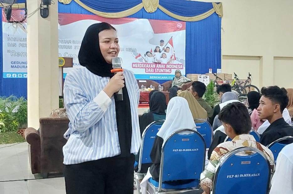 BKKBN menggelar Sosialisasi dan KIE Program Bangga Kencana dan Percepatan Penurunan Stunting Bersama Mitra Kerja di Pamekasan, Jatim.