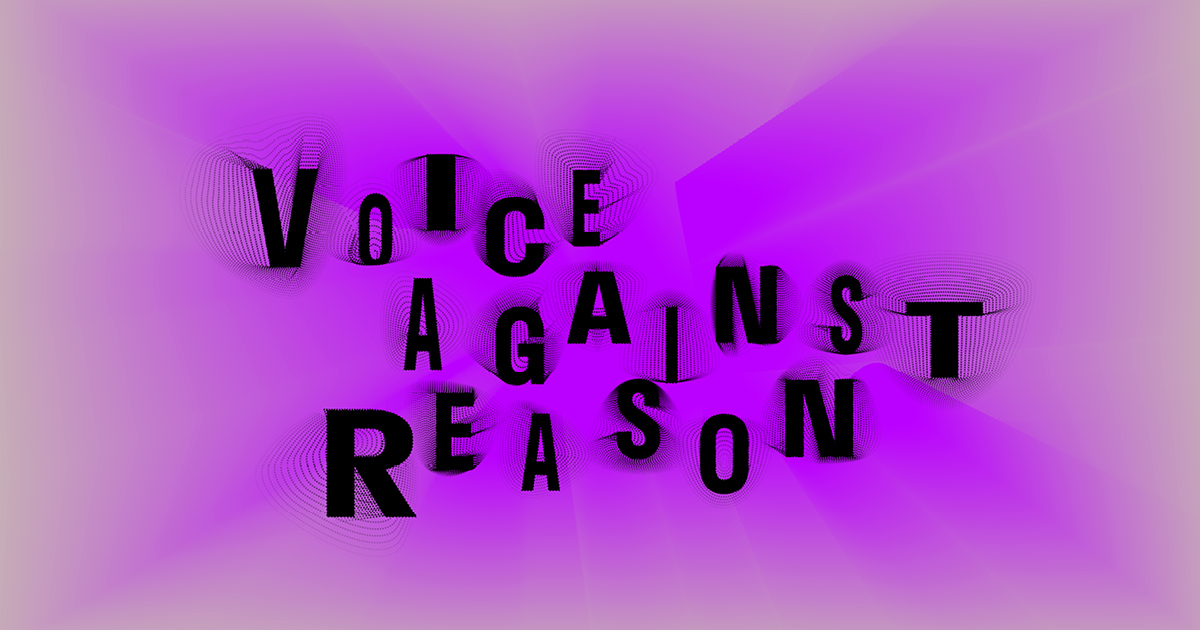 Poster pameran Voice of Reason di Museum Macan Jakarta.