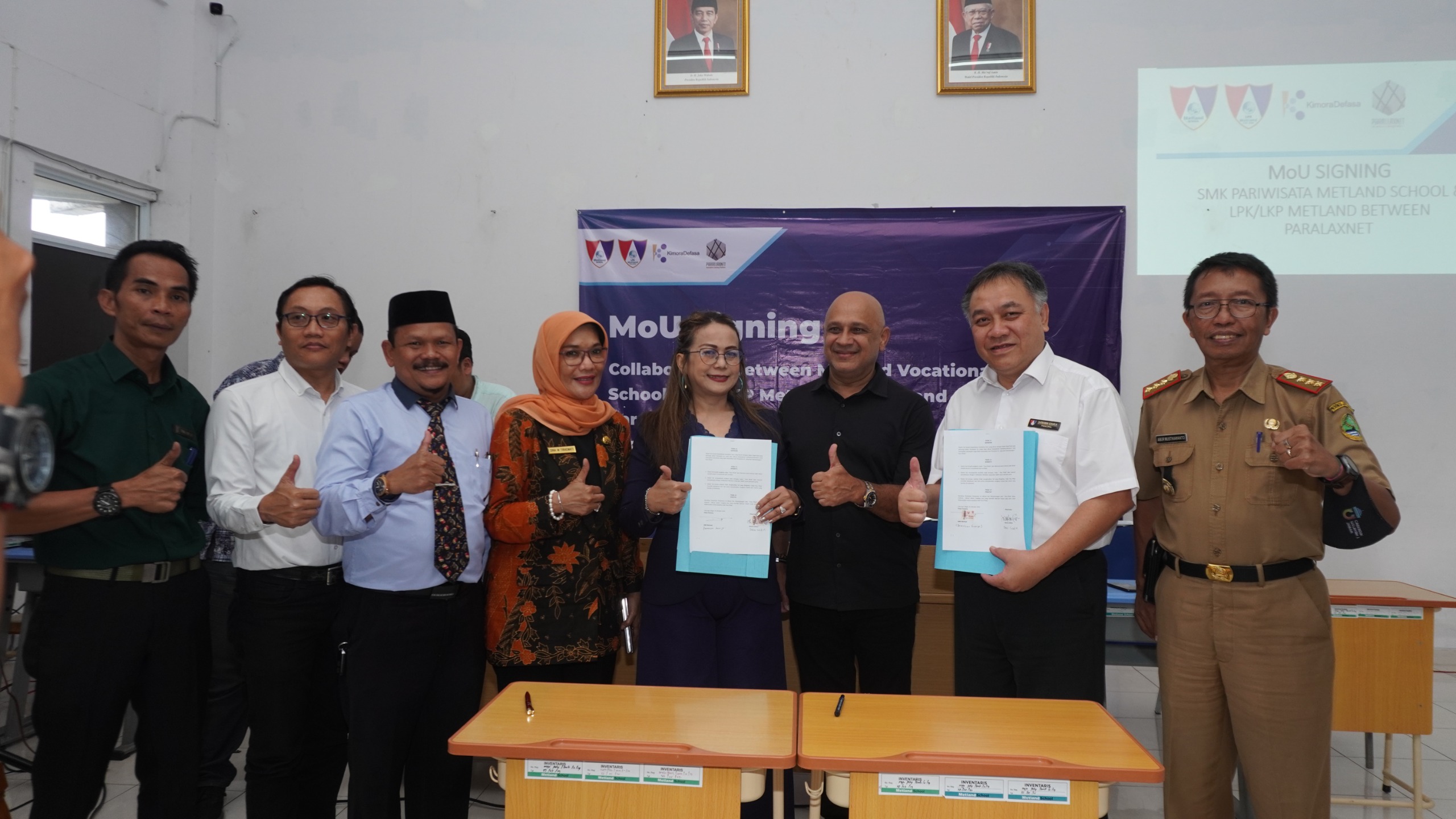 Kerja sama Parallaxnet dengan  SMK Metland Transyogi, SMK Metland Cibitung, dan LPK/LKP Metland College