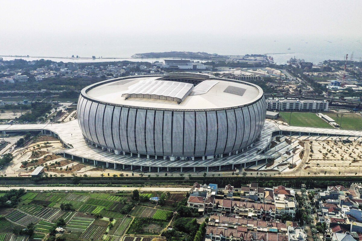 Foto udara Jakarta International Stadium (JIS).