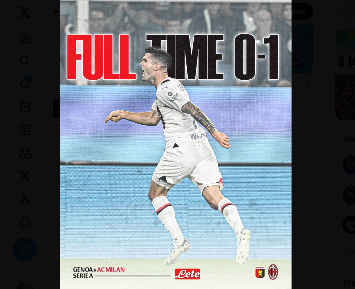 Penyerang AC Milan Christian Pulisic