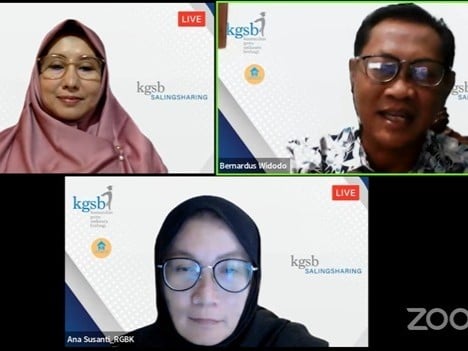 Diskusi KGSB Saling Sharing melalui platform Youtube Live dengan tema Mencegah Anak Putus Sekolah melalui Program Garda Ampuh dan SAS.