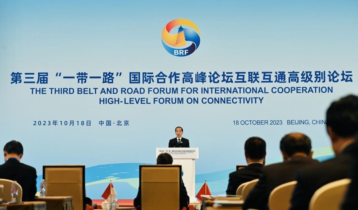 Presiden Joko Widodo menghadiri pembukaan Belt and Road Forum (BRF) ke-3 di Beijing, Tiongkok. 