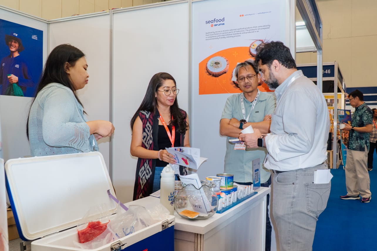 Stand Aruna di  Trade Expo Indonesia (TEI) 2023 yang berlangsung di ICE BSD, Tangerang, Banten.