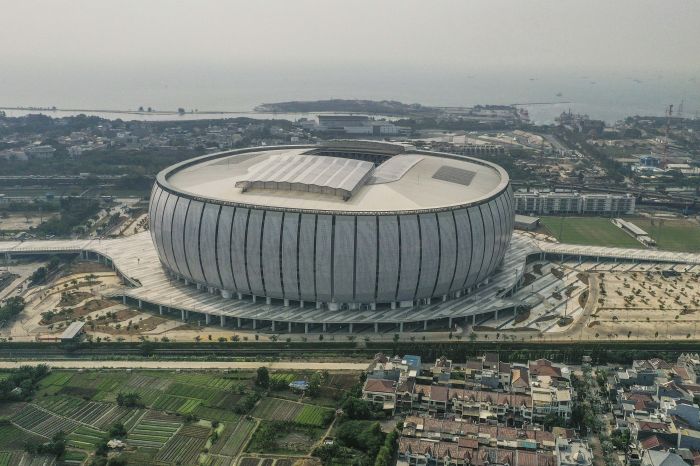 Foto udara Jakarta International Stadium, Jakarta Utara, Jakarta.