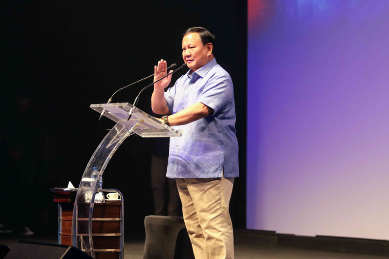 Prabowo Subianto mengatakan konsep ekonomi menetes ke bawah sebagai hal yang keliru.