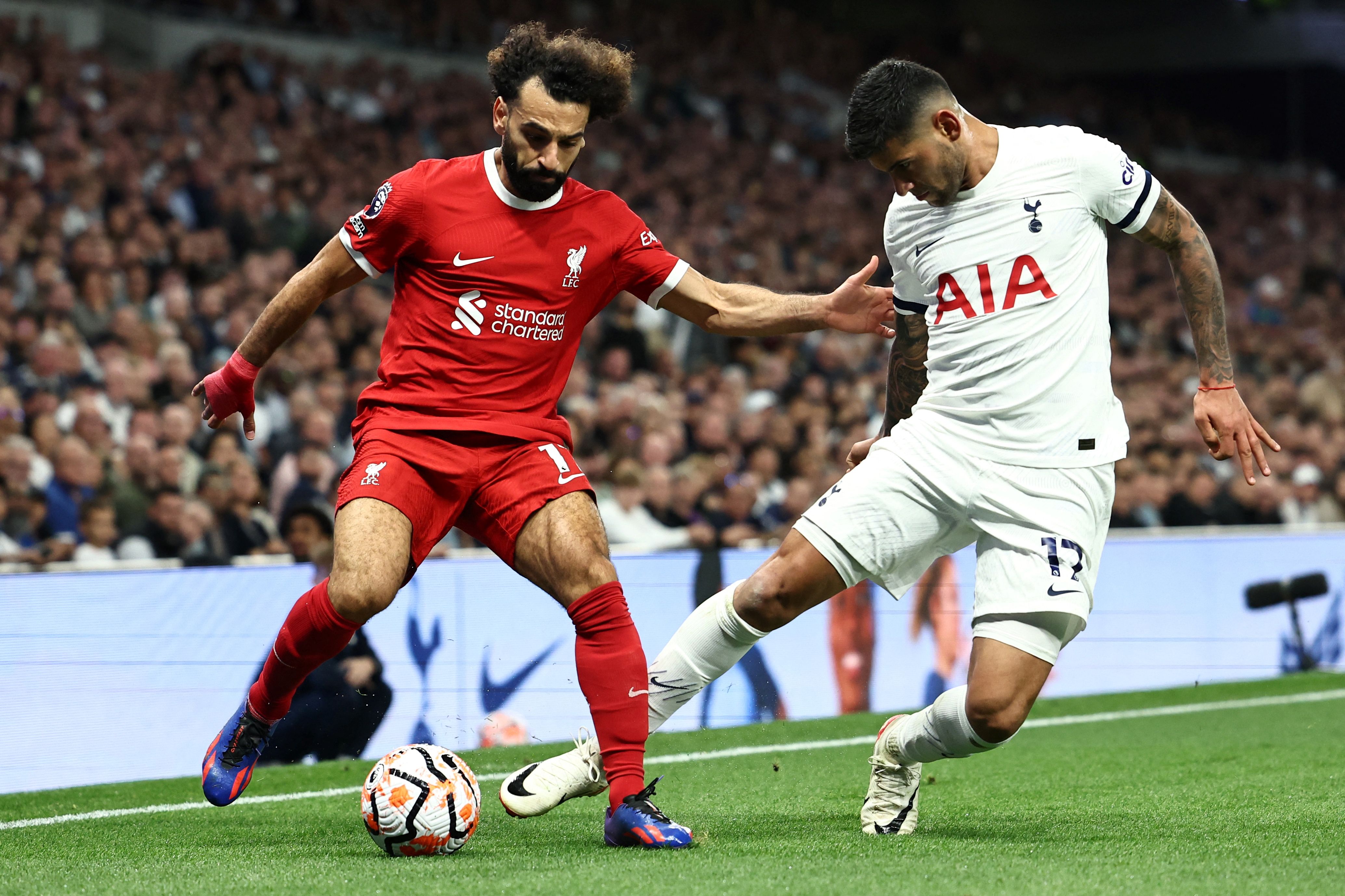 Laga Liga Primer Inggris antara Tottenham Hotspur dan Liverpool.
