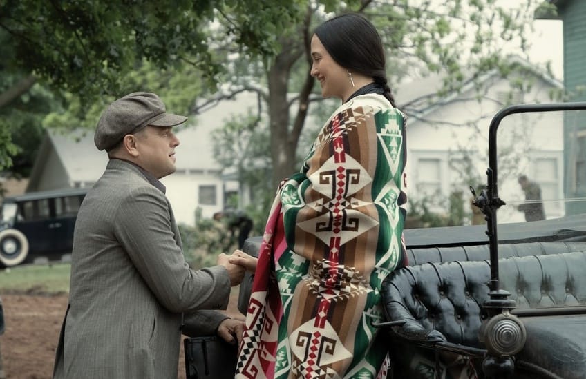 Tokoh Ernest dan Mollie dalam salah satu adegan film Killers of the Flower Moon.