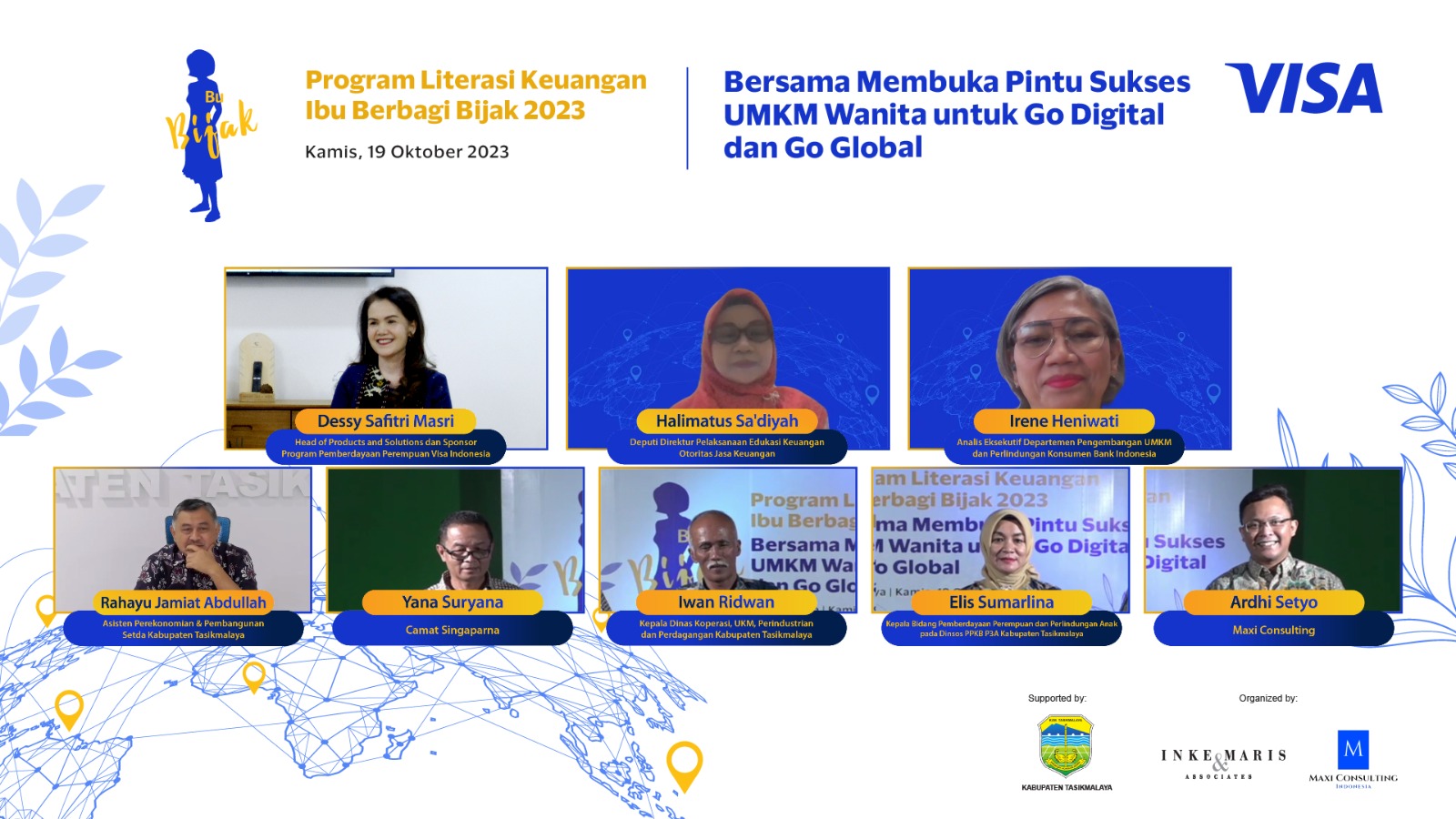 Program Literasi Keuangan Ibu Berbagi Bijak 2023 yang diselenggarakan Visa Indonesia secara daring pada Kamis (19/10).