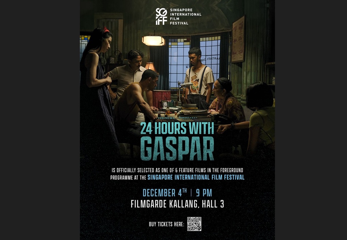 Poster film 24 Jam Bersama Gaspar yang akan tayang di Festival Film Internasional Singapura.