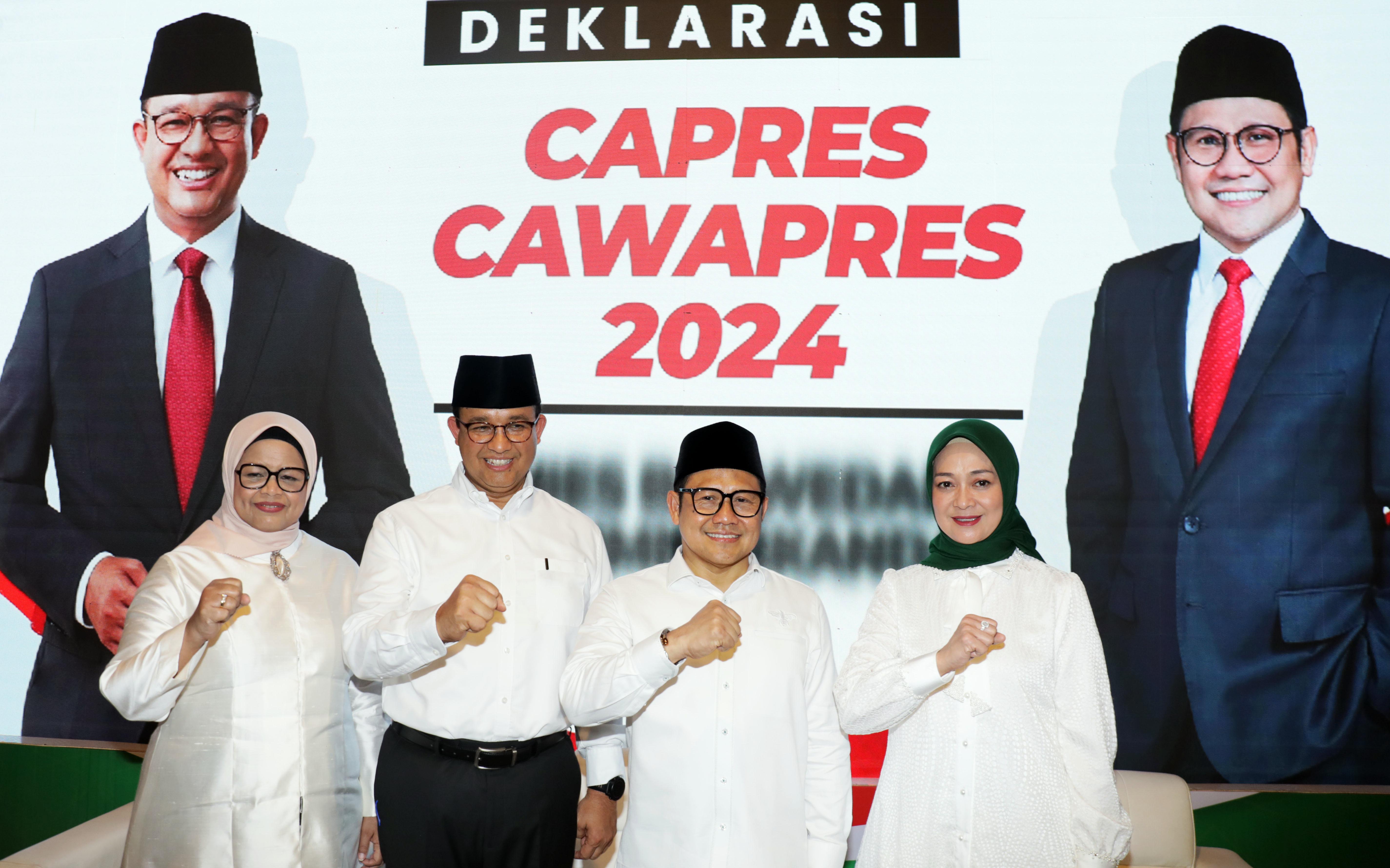 Momen deklarasi Pasangan Bacapres-Bacawapres Anies Baswedan-Muhaimin Iskandar di Surabaya, Jawa Timur